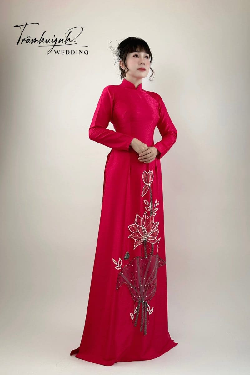 Áo dài bà sui màu đỏ 1