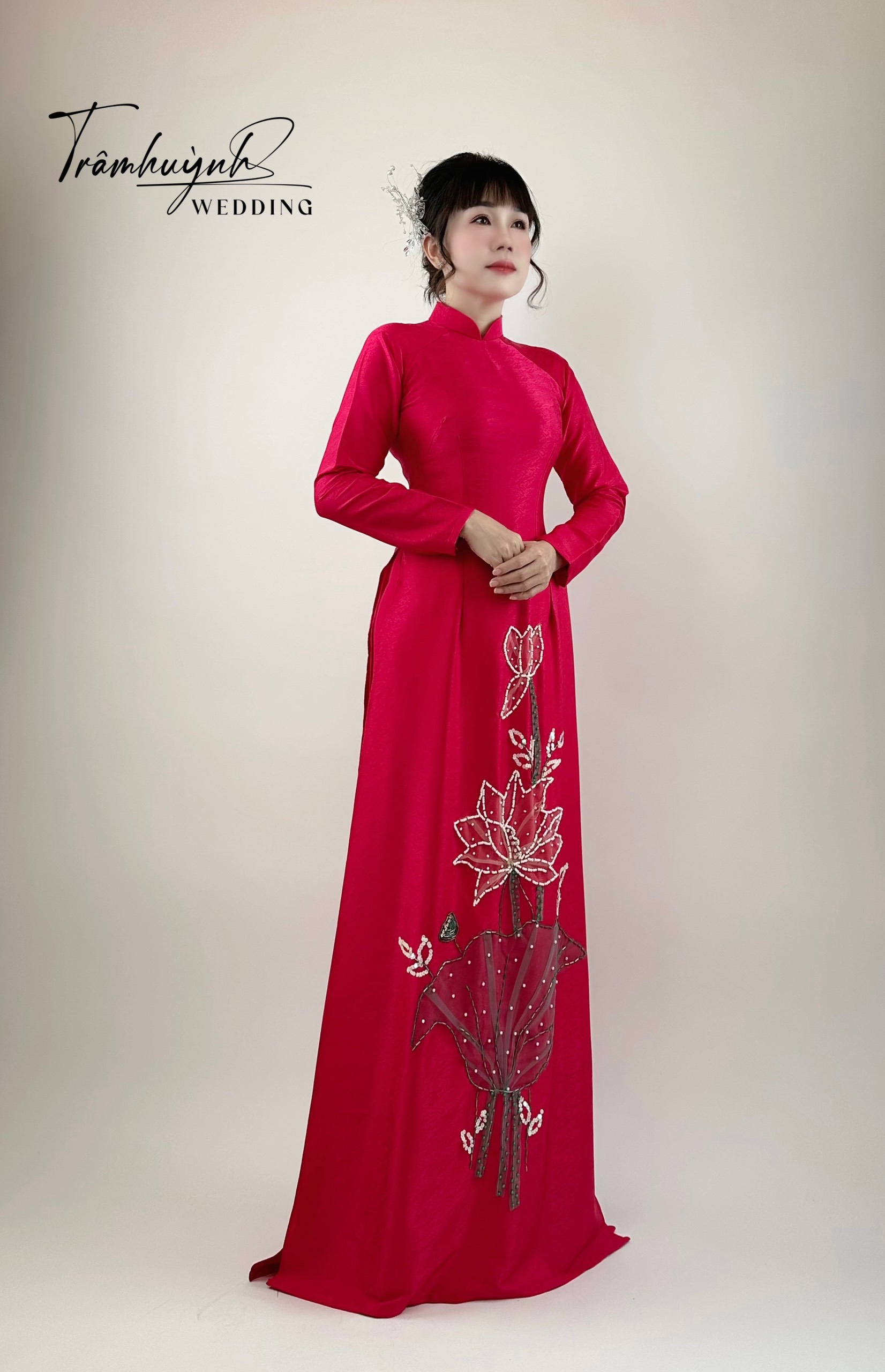 Áo dài bà sui màu đỏ 1