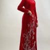 Áo dài bà sui màu đỏ cổ cao 1