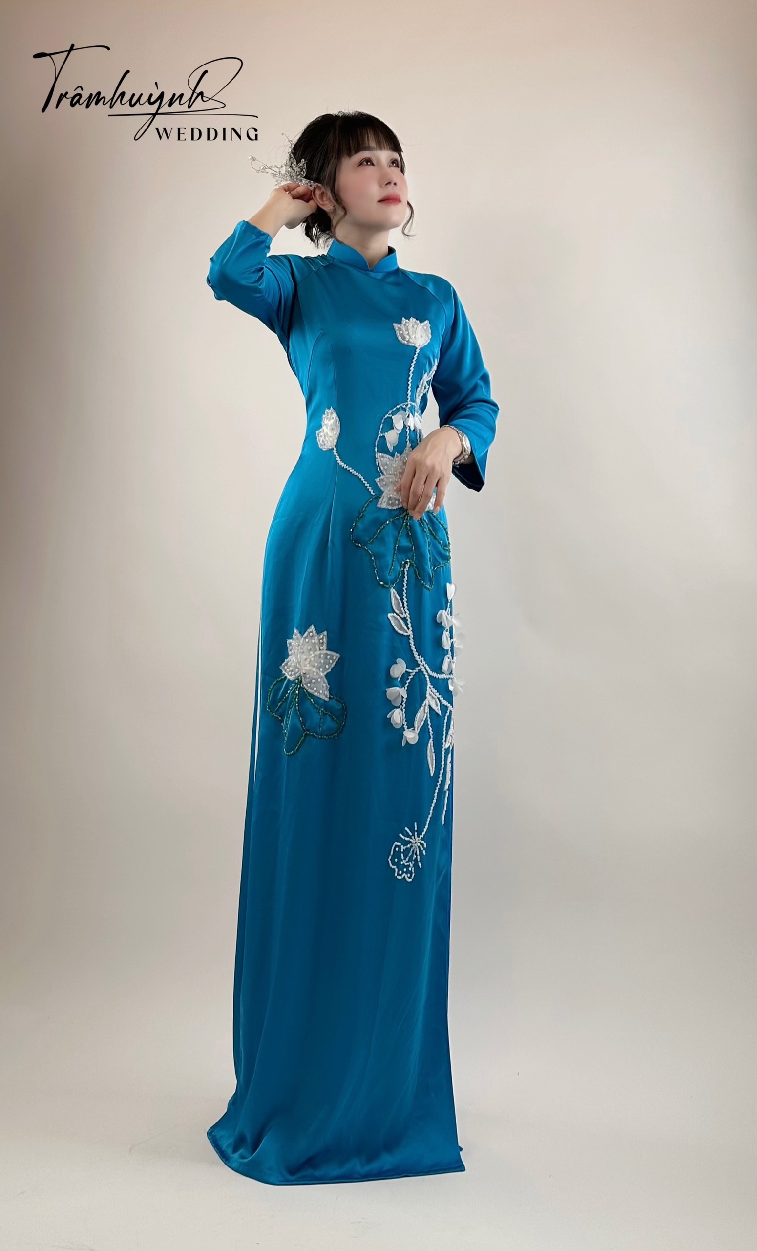 Áo Dài Bà Sui Màu Xanh Da Trời 1
