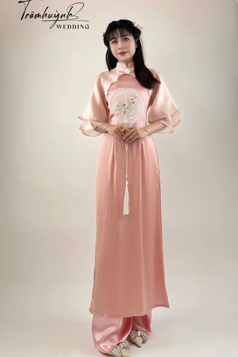 Áo Dài Bưng Quả Nữ Màu Hồng 1