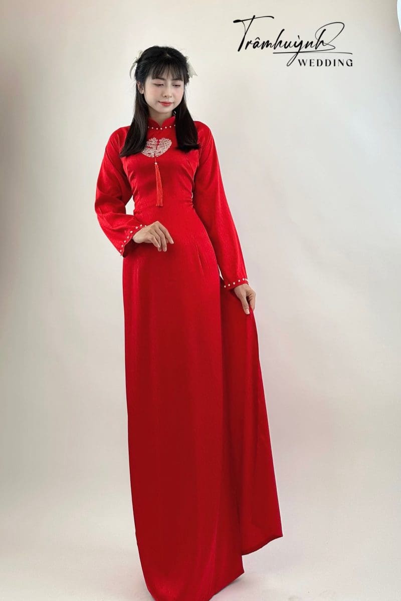 Áo Dài Cưới Màu Đỏ Chữ Thập 1