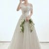 Váy cưới đi bàn trễ vai 1